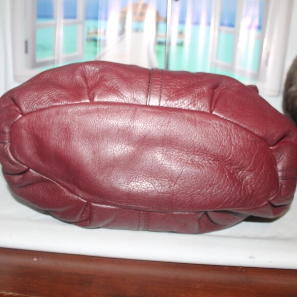 $348 Slouchy Large Merlot Leather Governor's Lodge Hobo Shoulder Bag Purse - Picture 5 of 14